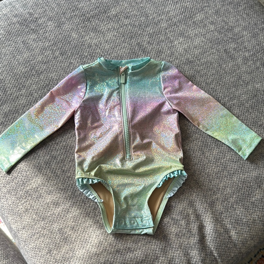Old Navy Kids Swim One Piece - Iridescent Green and Purple